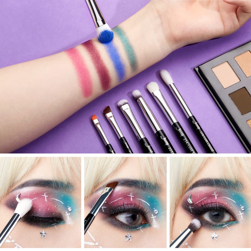 Jessup Eye Makeup Brushes Set Professional 15pcs with Eyeshadow Blending Concealer Eyebrow Eyliner Brush (Pearl Black/Silver) - Image 4