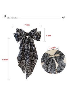 KASTWAVE Big Bow Hair Clips,2pcs Long Tail French hair Bows for Women Girl, Satin Silk Bow Hair Barrette, Pink Navy Blue Bow Hair Dress Up Accessories for Birthday/ Party/ Show  - Image 5
