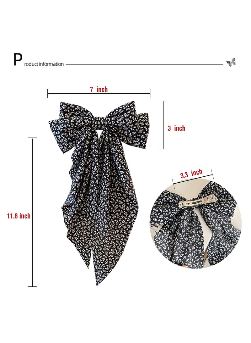 KASTWAVE Big Bow Hair Clips,2pcs Long Tail French hair Bows for Women Girl, Satin Silk Bow Hair Barrette, Pink Navy Blue Bow Hair Dress Up Accessories for Birthday/ Party/ Show - Image 5