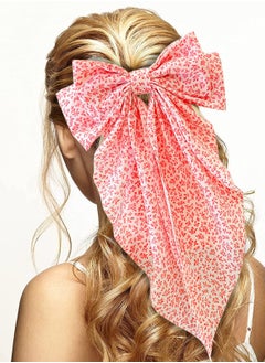 KASTWAVE Big Bow Hair Clips,2pcs Long Tail French hair Bows for Women Girl, Satin Silk Bow Hair Barrette, Pink Navy Blue Bow Hair Dress Up Accessories for Birthday/ Party/ Show  - Image 4