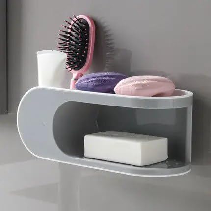 DREWIT STAR Double Layer Bathroom Shelve Luxury Double Layer Bathroom Soap Shelf - 2-Tier Soap Dish Organizer, Stylish - Image 2