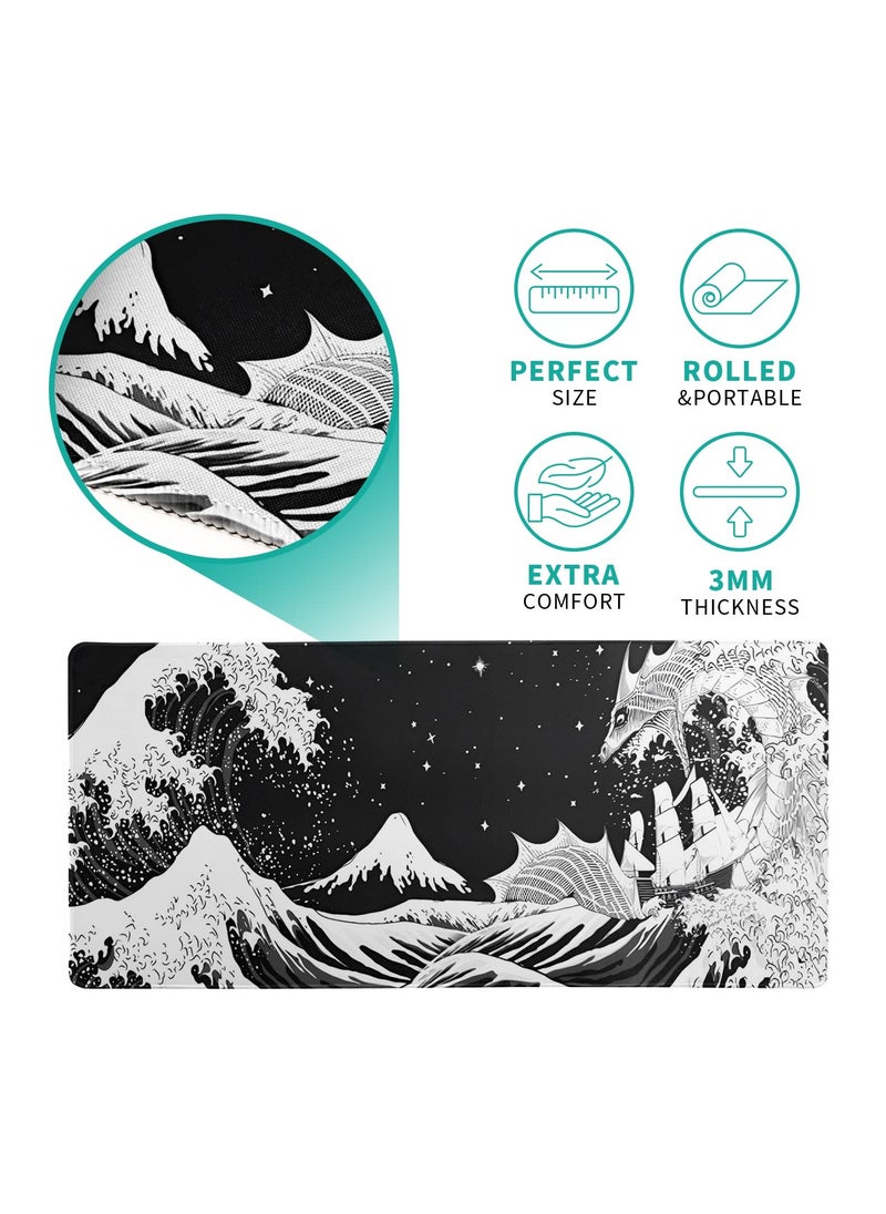 SYOSI - SYOSI Extended Gaming Mouse Pad, 31.5x11.8 Inch Large Mouse Mat Desk Pad, Long Computer Keyboard Mouse Mat Mousepad with 3mm Non-Slip Base and Stitched Edge for Work, Game, Office, Home - Image 1