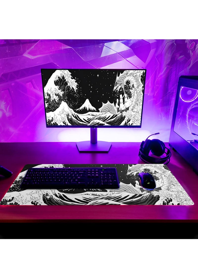 SYOSI - SYOSI Extended Gaming Mouse Pad, 31.5x11.8 Inch Large Mouse Mat Desk Pad, Long Computer Keyboard Mouse Mat Mousepad with 3mm Non-Slip Base and Stitched Edge for Work, Game, Office, Home - Image 1