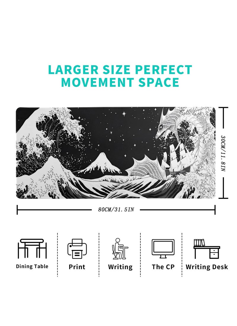 SYOSI - SYOSI Extended Gaming Mouse Pad, 31.5x11.8 Inch Large Mouse Mat Desk Pad, Long Computer Keyboard Mouse Mat Mousepad with 3mm Non-Slip Base and Stitched Edge for Work, Game, Office, Home - Image 1