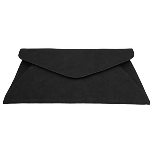 JNB Synthetic Leather Double Pocket Envelop Clutch, Black Medium - Image 4