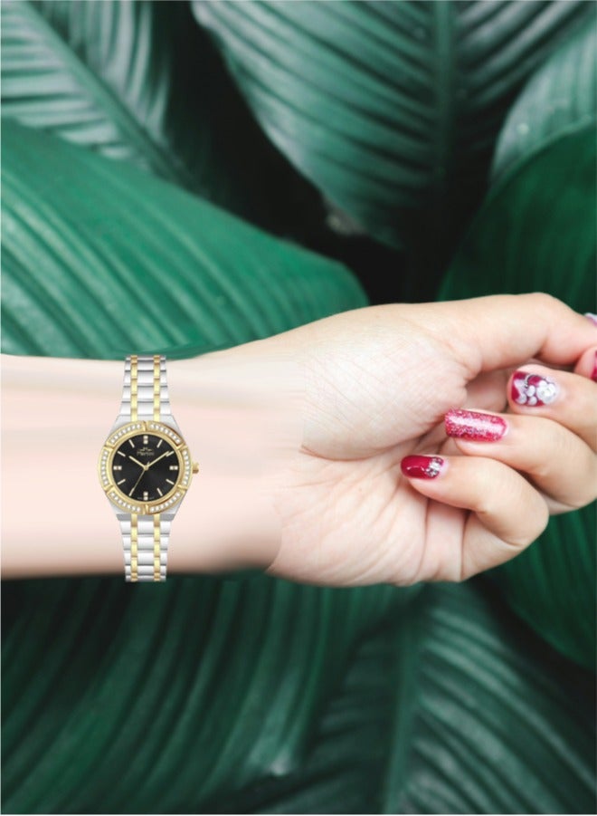 مارتيني ساعة مارتيني النسائية الأنيقة مينا سوداء أنيقة وسوار من الستانلس ستيل مقاومة للماء مثالية للارتداء الكاجوال والرسمي - Image 3