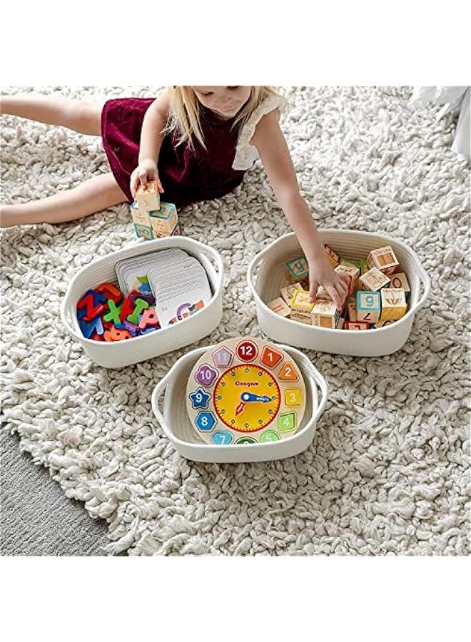 MIXDE Ellipse Storage Basket 5-piece Set- Natural Cotton Rope Woven Baskets for Organizing Small Basket Bins Storage, Dog Toy Baskets with Handle, Cat Toy Box, Bathroom Organization Bin - Image 2