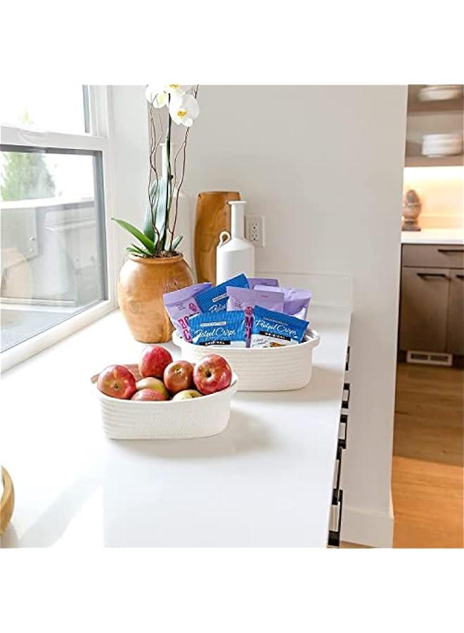 MIXDE Ellipse Storage Basket 5-piece Set- Natural Cotton Rope Woven Baskets for Organizing Small Basket Bins Storage, Dog Toy Baskets with Handle, Cat Toy Box, Bathroom Organization Bin - Image 4