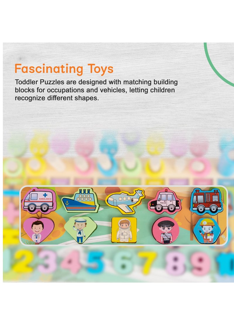BAYBEE Baybee 5-in-1 Wooden Toys Logarithmic Board for Cognitive and Motor Skill Development | Wooden Puzzle Fishing Game Toys Safe and Fun for Kids  - Image 3