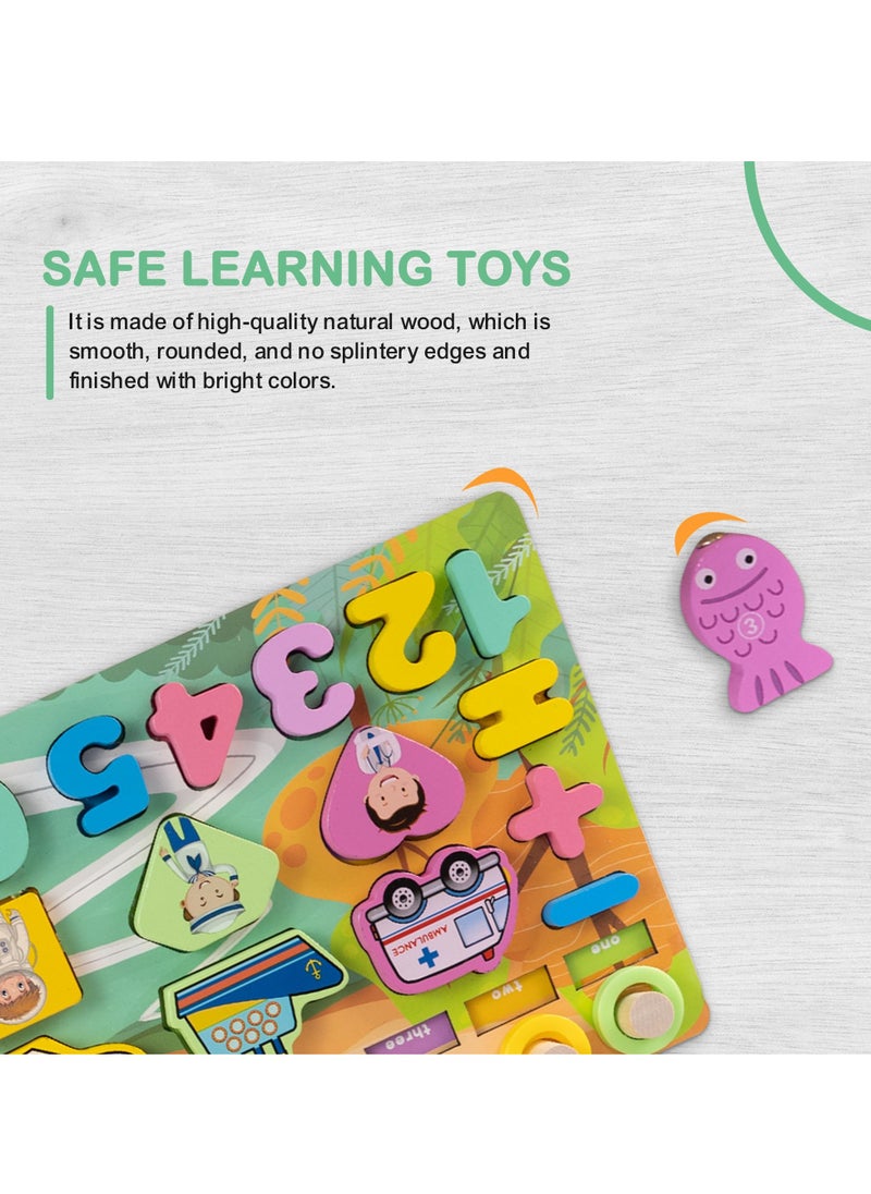 BAYBEE Baybee 5-in-1 Wooden Toys Logarithmic Board for Cognitive and Motor Skill Development | Wooden Puzzle Fishing Game Toys Safe and Fun for Kids  - Image 5