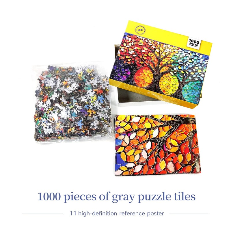 Bluejw ized 1000 Pieces Gray Card Paper Jigsaw Puzzle Set 700x500 Partition Educational Adult Toy with Free Logo Print Sample - Image 5