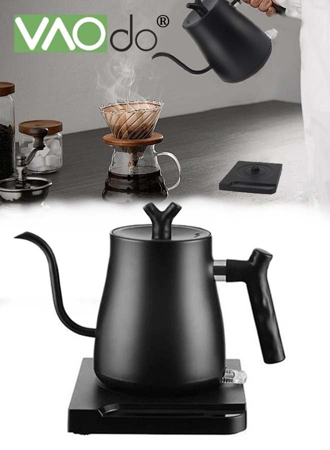 VAOdo Electric Kettle 1000W Stainless Steel Liner Gooseneck Boiling Kettle Automatic Power-off for Pour Over Coffee Tea Quick Heating  Hot Water Boiler Black - Image 1