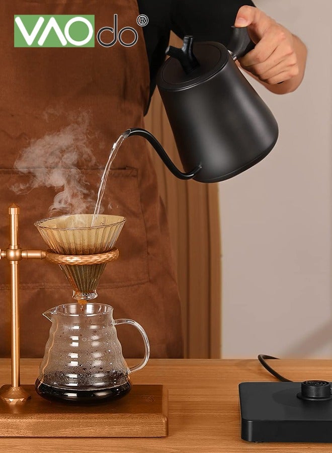 VAOdo Electric Kettle 1000W Stainless Steel Liner Gooseneck Boiling Kettle Automatic Power-off for Pour Over Coffee Tea Quick Heating  Hot Water Boiler Black - Image 3