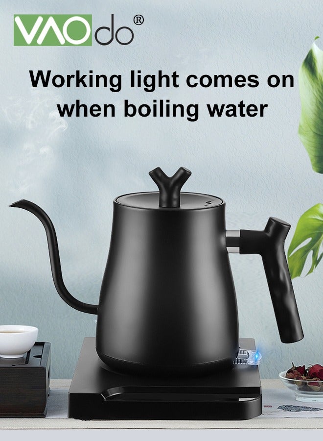 VAOdo Electric Kettle 1000W Stainless Steel Liner Gooseneck Boiling Kettle Automatic Power-off for Pour Over Coffee Tea Quick Heating  Hot Water Boiler Black - Image 5