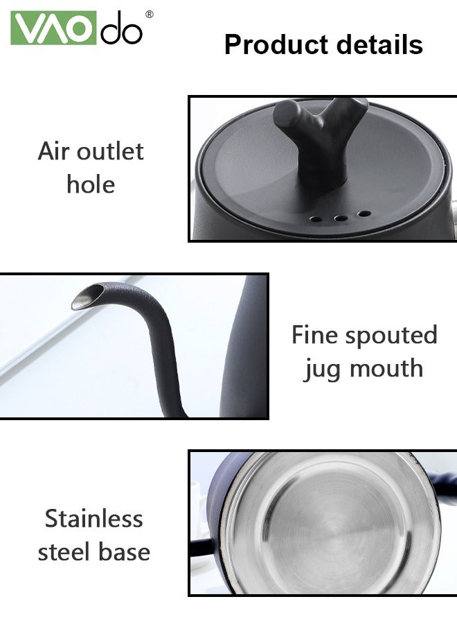 VAOdo Electric Kettle 1000W Stainless Steel Liner Gooseneck Boiling Kettle Automatic Power-off for Pour Over Coffee Tea Quick Heating  Hot Water Boiler Black - Image 4