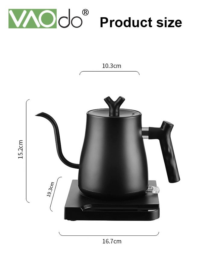VAOdo Electric Kettle 1000W Stainless Steel Liner Gooseneck Boiling Kettle Automatic Power-off for Pour Over Coffee Tea Quick Heating  Hot Water Boiler Black - Image 2