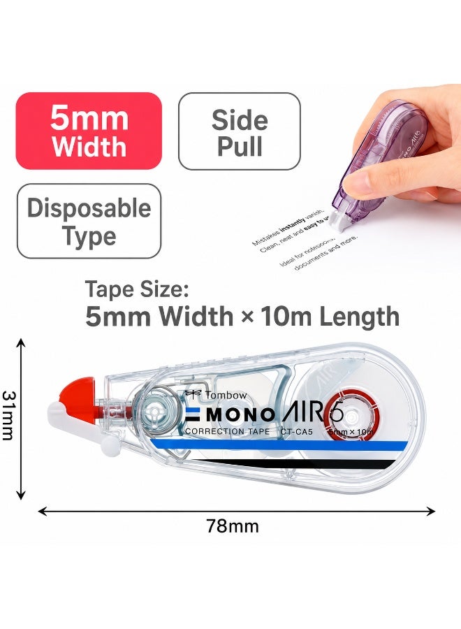 TOMBOW MONO Air Correction Tape CT-CA5, 5 mm tape width, White, Plastic, 1 dispenser for school notes - Image 2