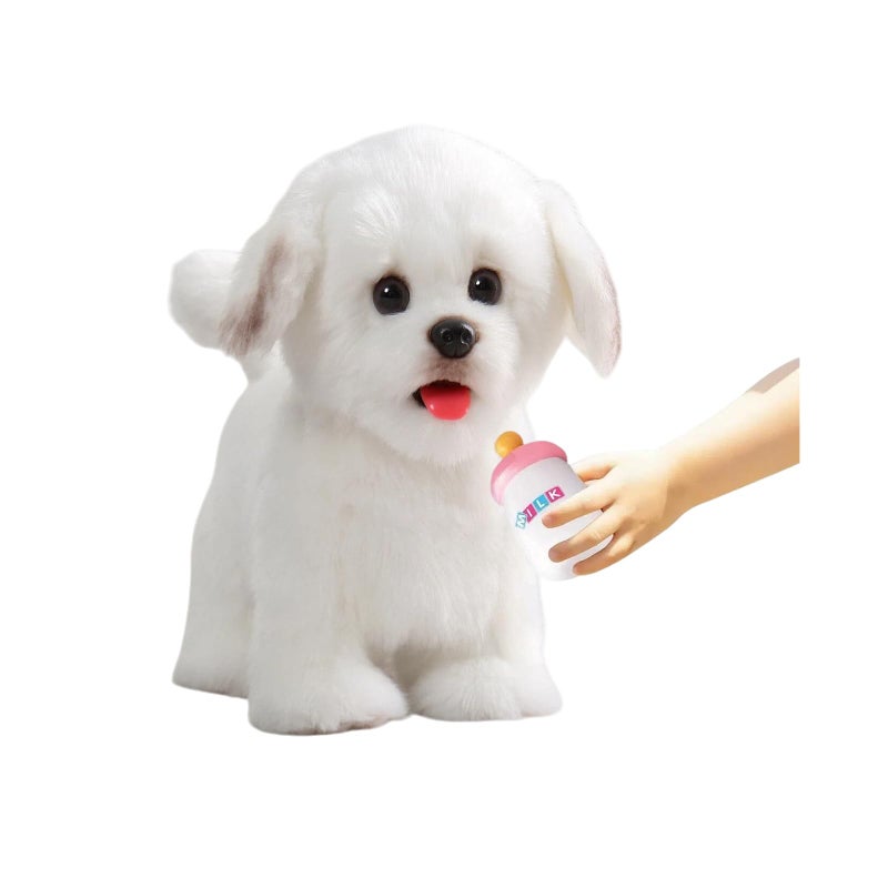 CU-MATE CUMATE Plush Interactive Maltese Simulation DogRealistic Puppy Electronic Toy Dog with WalkingBarkingWagging TailTalkingLike Real Robotic Present - Image 3