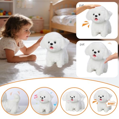 CU-MATE CUMATE Plush Interactive Maltese Simulation DogRealistic Puppy Electronic Toy Dog with WalkingBarkingWagging TailTalkingLike Real Robotic Present - Image 5