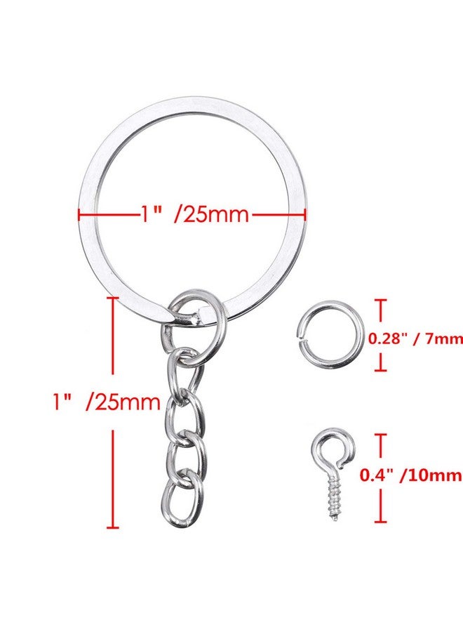 هاوتوكو 100 قطعة حلقات المفاتيح مع سلسلة حلقات الانتقال المفتوحة ودبابيس العين المسمار للحرف اليدوية صنع المجوهرات (1 بوصة/25 مللي متر) - Image 2