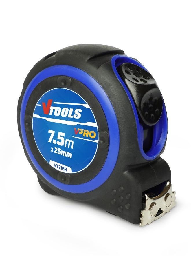 VTOOLS - 7.5M Self-Lock Measuring Tape With Magnetic Tip Hook - Image 1