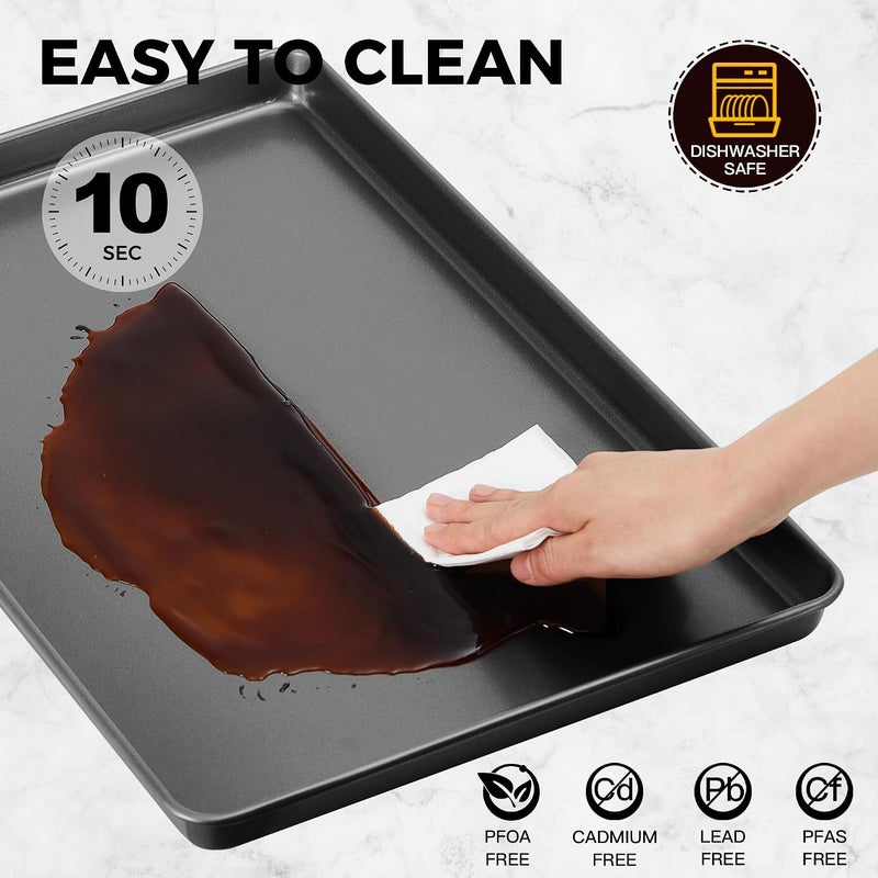 HONGBAKE Air Fryer Basket for Oven, 17.5"x12" Large Nonstick Baking Pan with Air Fry Crisper Tray, 2 Pieces Accessories, Wide Edge, Gray - Image 5
