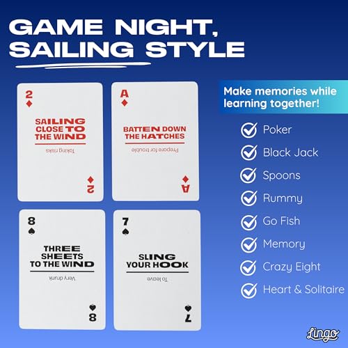 Lingo Sailing Playing Cards Travel Flashcards Learn Sailing Marintime Slang Vocabulary in A Fun Easy Way 52 Essential Translations - Image 5