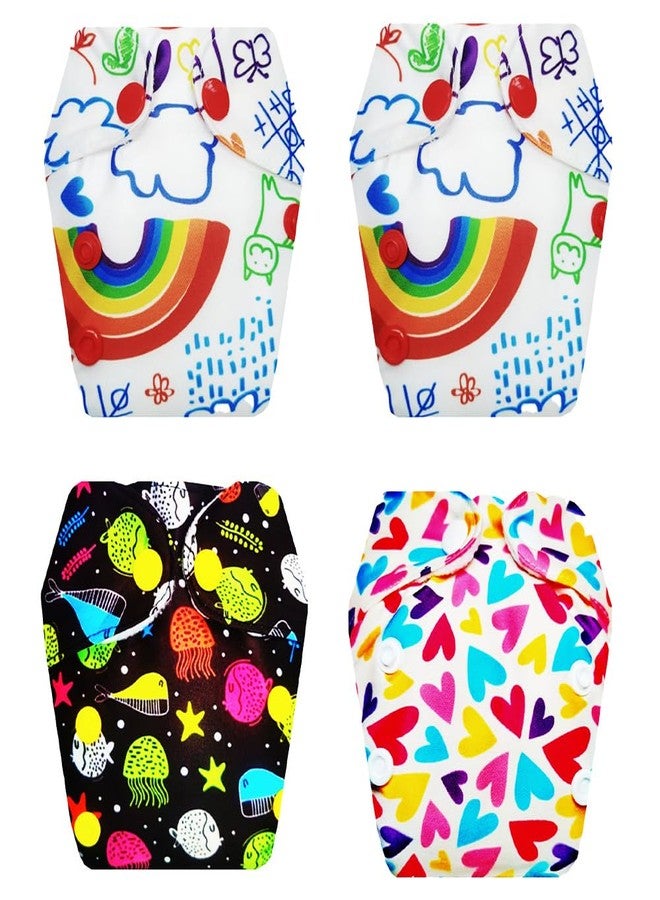 حفاضات قماشية فاخرة من دمبلدو للأطفال حديثي الولادة مع حشوة داخلية (عبوة من 4 قطع) | ناعمة ولطيفة | قابلة لإعادة الاستخدام والغسل | مناسبة للسفر | موثوقة من قبل الأمهات | من 0 إلى 4 أشهر | للجنسين - Image 1