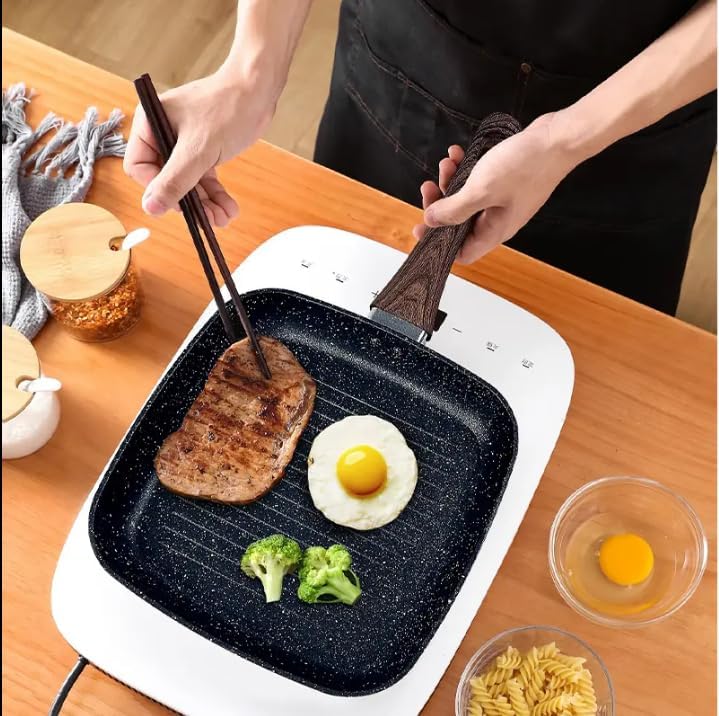 VDNSI 4 Hole Non Stick Egg Frying pan, Multi-Purpose Frying pan for Omelet uttapam,idli Burger Poached Egg Kitchen Breakfast(1pcs) (Black Grill Pan 24cm) - Image 3