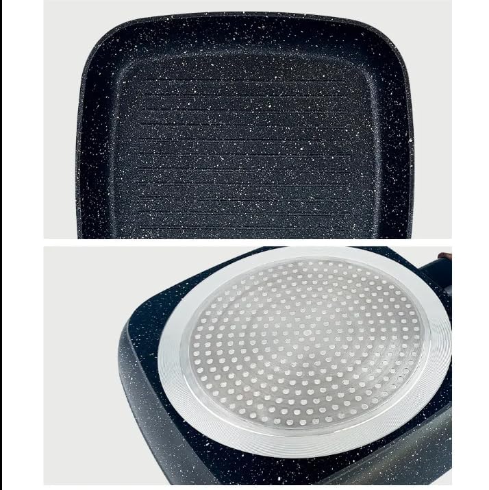 VDNSI 4 Hole Non Stick Egg Frying pan, Multi-Purpose Frying pan for Omelet uttapam,idli Burger Poached Egg Kitchen Breakfast(1pcs) (Black Grill Pan 24cm) - Image 4