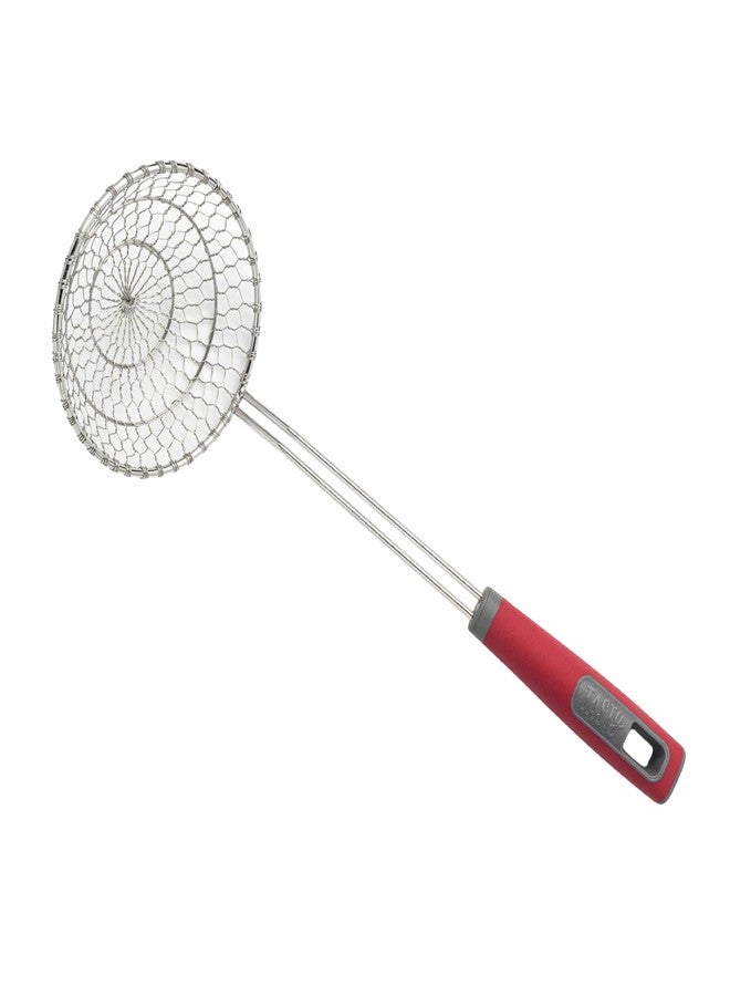تيستي ملعقة سلكية دائرية من الفولاذ المقاوم للصدأ من Tasty، بمقبض مريح لسهولة وسلاسة التقديم، قطر 5 بوصات، لون أحمر - Image 2