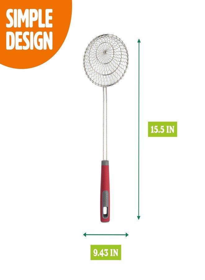 تيستي ملعقة سلكية دائرية من الفولاذ المقاوم للصدأ من Tasty، بمقبض مريح لسهولة وسلاسة التقديم، قطر 5 بوصات، لون أحمر - Image 3