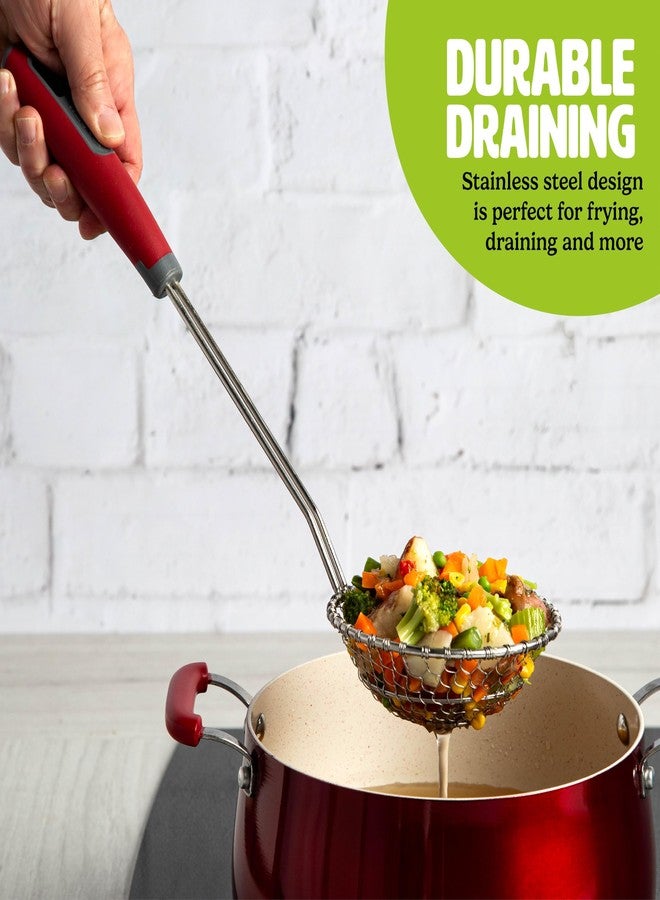 تيستي ملعقة سلكية دائرية من الفولاذ المقاوم للصدأ من Tasty، بمقبض مريح لسهولة وسلاسة التقديم، قطر 5 بوصات، لون أحمر - Image 4