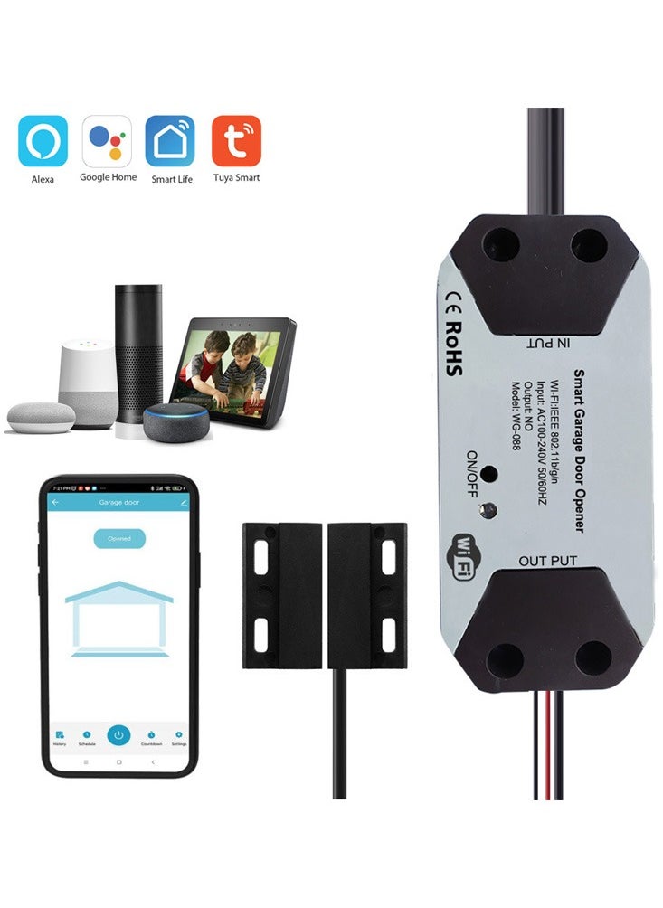 Meiyilan - Wi-Fi Smart Garage Door Opener Controller, Smart Life/Tuya APP Remote Monitor Your Garage Door Anywhere Anytime, Compatible with Alexa Google Home Yandex No hub Required - Image 1
