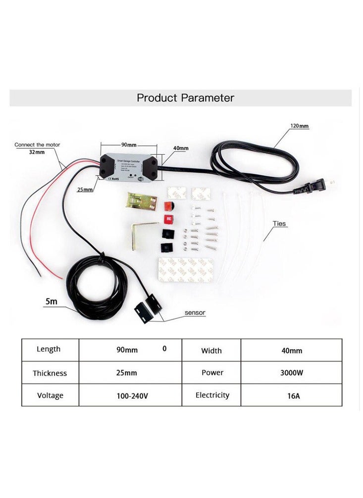 Meiyilan - Wi-Fi Smart Garage Door Opener Controller, Smart Life/Tuya APP Remote Monitor Your Garage Door Anywhere Anytime, Compatible with Alexa Google Home Yandex No hub Required - Image 1