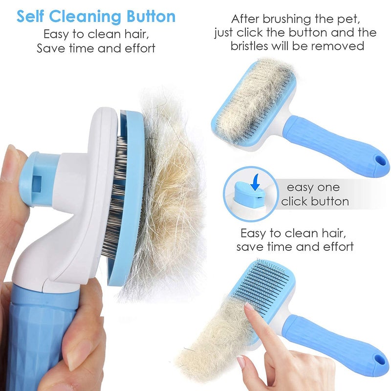 Meetzone Plastic Self Cleaning Slicker Brush Comb For Dog Cat Puppy Pet Grooming Brush Deshedding Tool, Hair Shedding Brush For Dogs Pet Care Comb, Dog Comb For Short Hair (1pcs/Multicolour) - Image 3