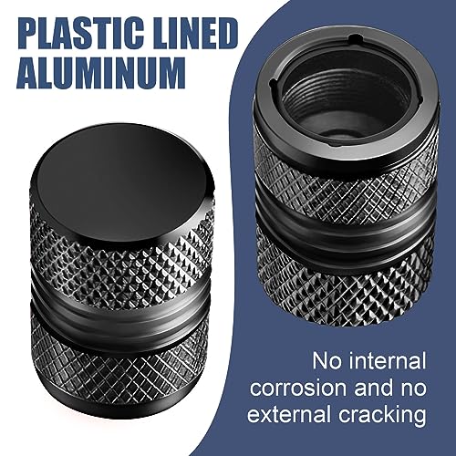AQUAOK Tire Valve Stem Caps - 4 Pack Anti-Corrosion Premium Anodized Alloy Tyre Air Valve Caps Universal for Car SUV Bike Black - Image 3