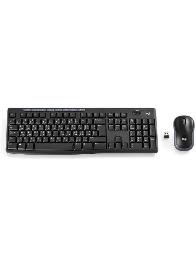 Logitech Mk270 Wireless Keyboard And Mouse Combo For Windows, 2.4 Ghz Wireless, Compact Wireless Mouse, 8 Multimedia And Shortcut Keys, 2-Year Battery Life, Pc/Laptop, English/Arabic Black - Image 1