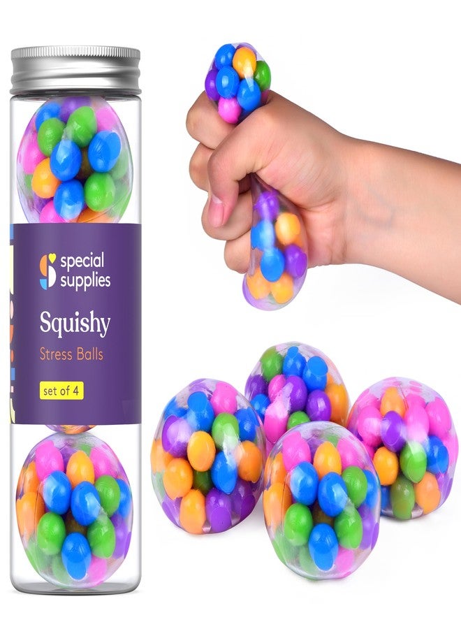 Special Supplies Squishy Stress Ball Squeeze, Color Sensory Toy, Relieve Tension, Anxiety, Home, Travel and Office Use, Fun for Kids and Adults (4-Pack) - Image 1