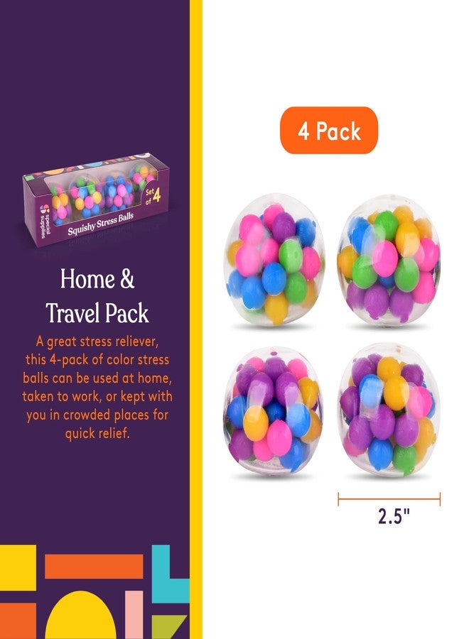 Special Supplies Squishy Stress Ball Squeeze, Color Sensory Toy, Relieve Tension, Anxiety, Home, Travel and Office Use, Fun for Kids and Adults (4-Pack) - Image 3