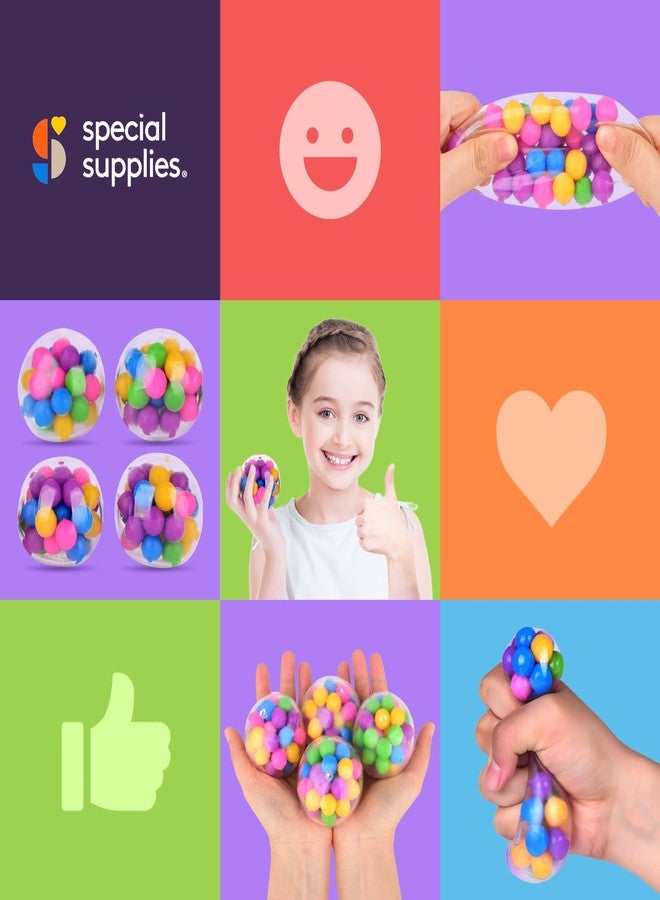 Special Supplies Squishy Stress Ball Squeeze, Color Sensory Toy, Relieve Tension, Anxiety, Home, Travel and Office Use, Fun for Kids and Adults (4-Pack) - Image 5