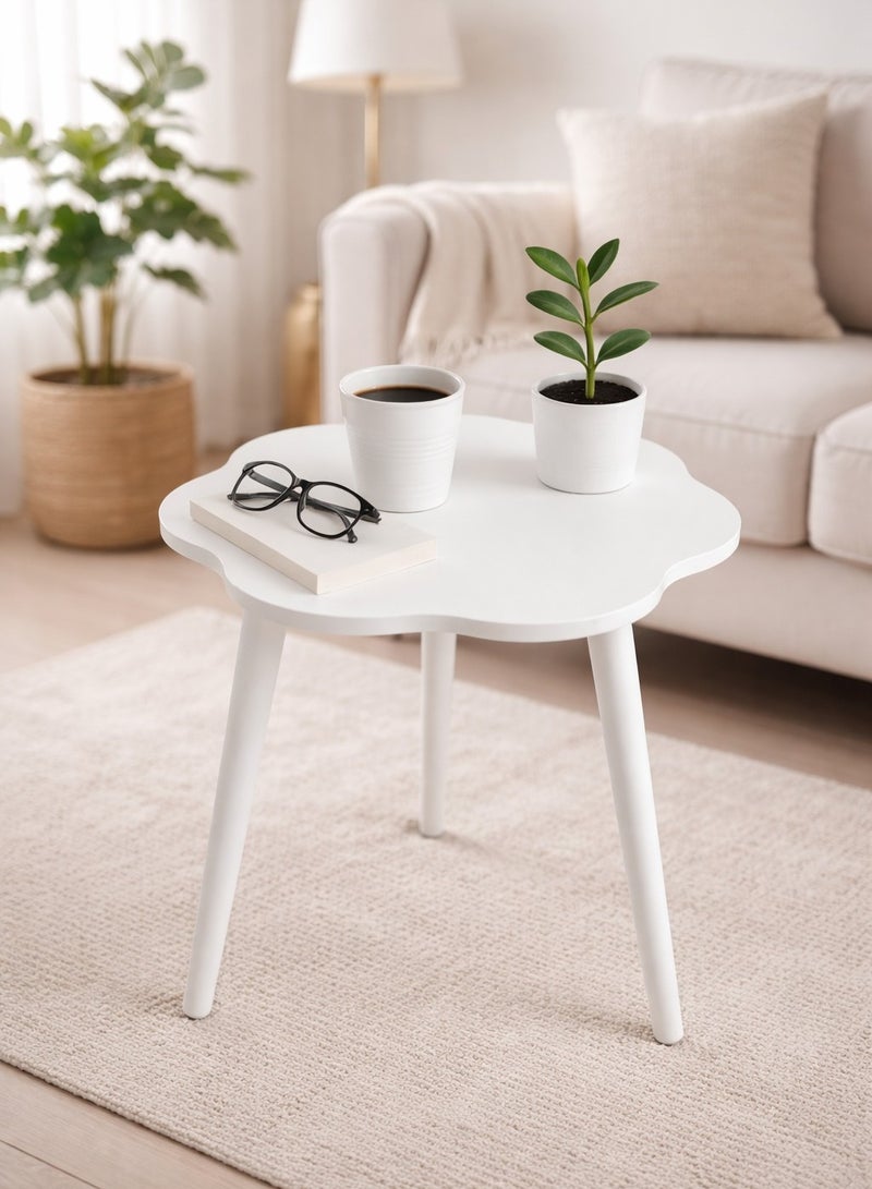 طاولة جانبية بيضاء بتصميم مموج – طاولة ديكور بسيطة لغرفة المعيشة أو النوم - Image 1