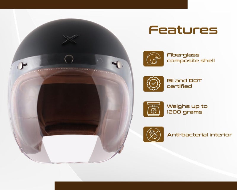 Axor Retro Jet Leather Dull Black Helmet-L - Image 4