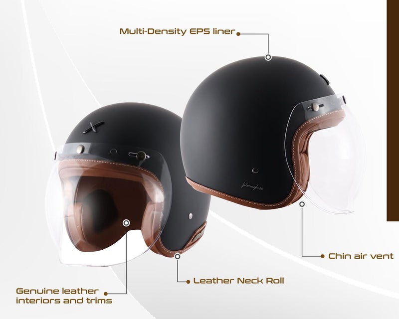 Axor Retro Jet Leather Dull Black Helmet-L - Image 5