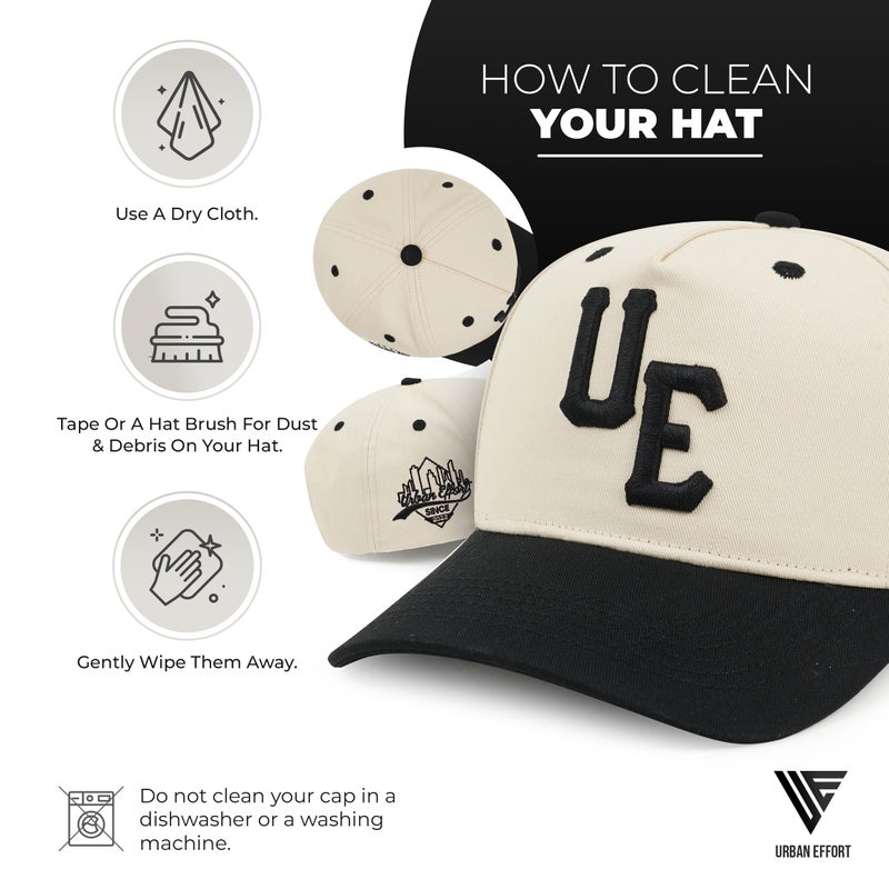 Urban Effort Vintage Trucker hat - for Men Women Baseball Hat - Trendy Sports Snapback Closure for Your Style & Outdoors (Curved Bill, OffWhite/Black) - Image 5