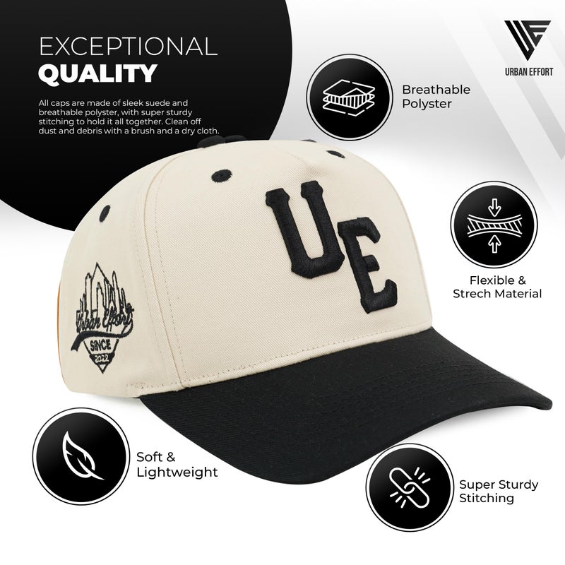 Urban Effort Vintage Trucker hat - for Men Women Baseball Hat - Trendy Sports Snapback Closure for Your Style & Outdoors (Curved Bill, OffWhite/Black) - Image 2