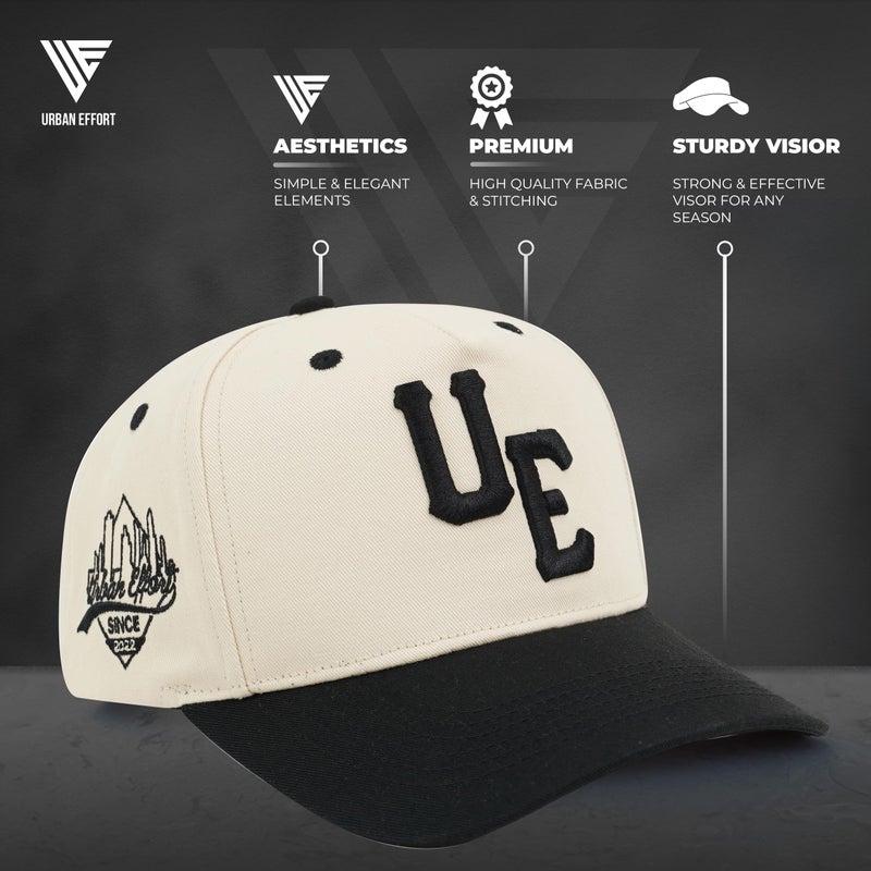 Urban Effort Vintage Trucker hat - for Men Women Baseball Hat - Trendy Sports Snapback Closure for Your Style & Outdoors (Curved Bill, OffWhite/Black) - Image 3