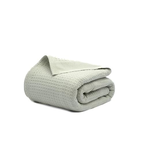 Salt Earth 100 Cotton Waffle Blanket King Size 106x92 Lightweight All Season Throw Blanket for Couch Bed Bedroom Soft Modern Cozy Cotton Blanket Sea Foam - Image 1