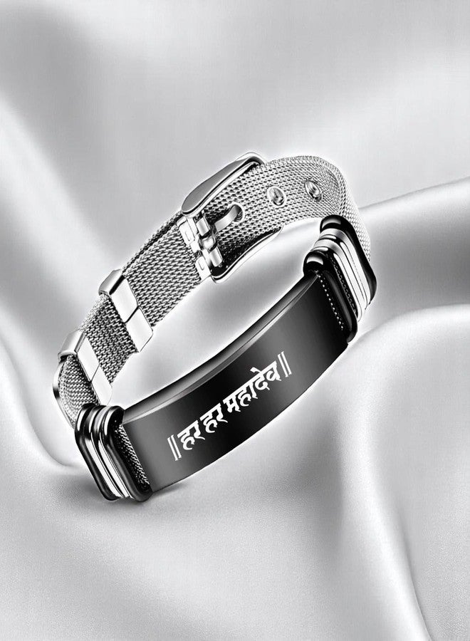 M Men Style Religious Mahadev Stylish Latest Fashion Stainless Steel Mesh Hand Bracelet For Boys Buckle Clasp For Men Wrist Band For Men SBr2025389 - Image 4
