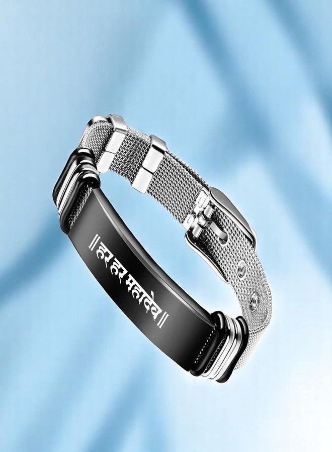 M Men Style Religious Mahadev Stylish Latest Fashion Stainless Steel Mesh Hand Bracelet For Boys Buckle Clasp For Men Wrist Band For Men SBr2025389 - Image 5